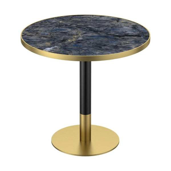 English Elm 31.5 Round Tulip Pedestal Table Sintered Stone Marble Top Gold Stainless Base Blue+Gold W3316P482261