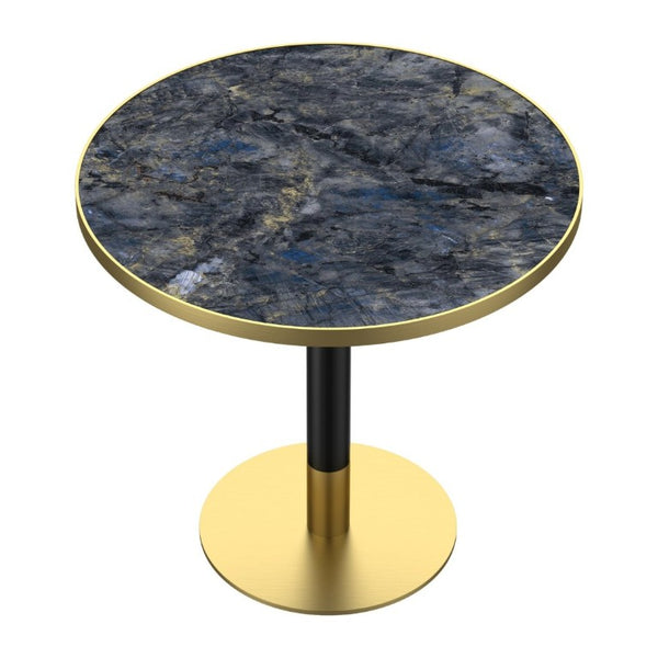English Elm 31.5 Round Tulip Pedestal Table Sintered Stone Marble Top Gold Stainless Base Blue+Gold W3316P482261