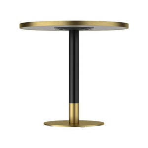 English Elm 31.5 Round Tulip Pedestal Table Sintered Stone Marble Top Gold Stainless Base Blue+Gold W3316P482261