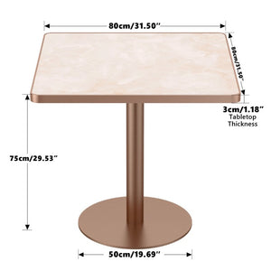 English Elm 31.5Square Sintered Stone Tulip Dining Table Marble Look Pedestal Base Seats Four Pink / Rose Gold W3316P482262