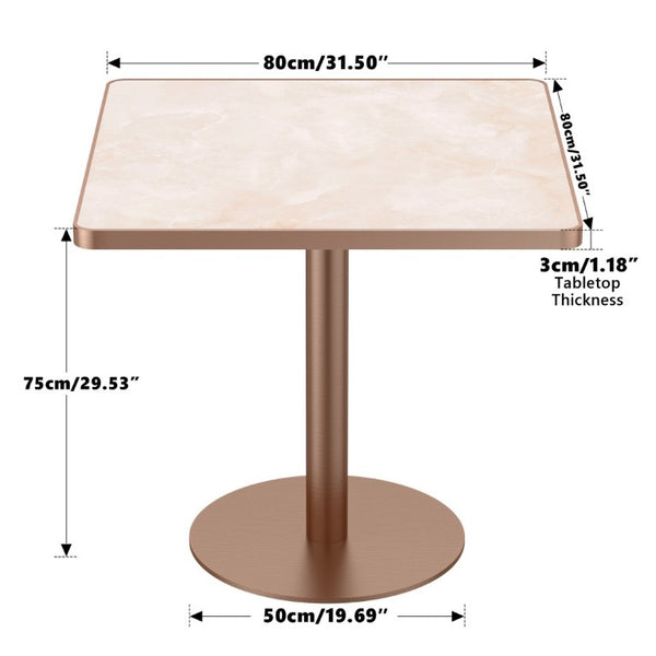 English Elm 31.5Square Sintered Stone Tulip Dining Table Marble Look Pedestal Base Seats Four Pink / Rose Gold W3316P482262