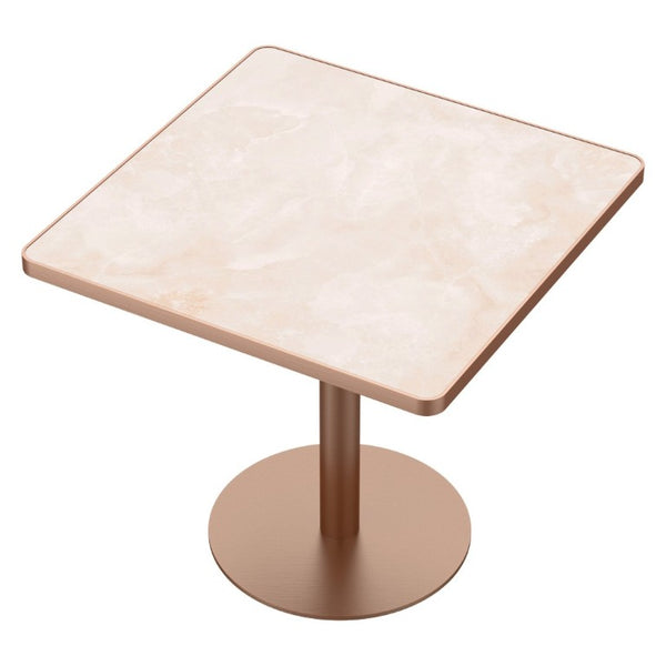 English Elm 31.5Square Sintered Stone Tulip Dining Table Marble Look Pedestal Base Seats Four Pink / Rose Gold W3316P482262