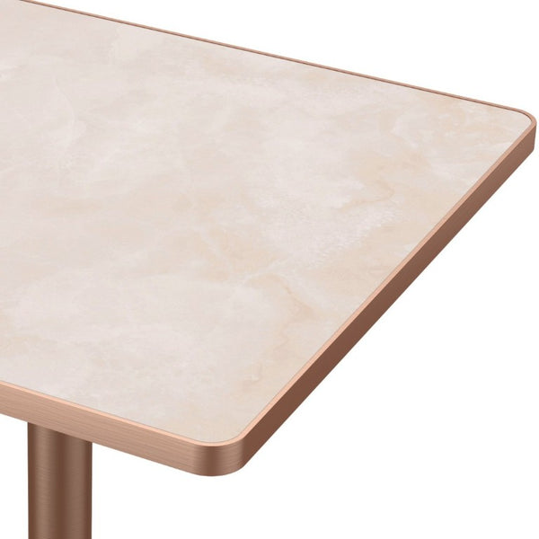 English Elm 31.5Square Sintered Stone Tulip Dining Table Marble Look Pedestal Base Seats Four Pink / Rose Gold W3316P482262