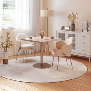 English Elm 31.5Square Sintered Stone Tulip Dining Table Marble Look Pedestal Base Seats Four Pink / Rose Gold W3316P482262