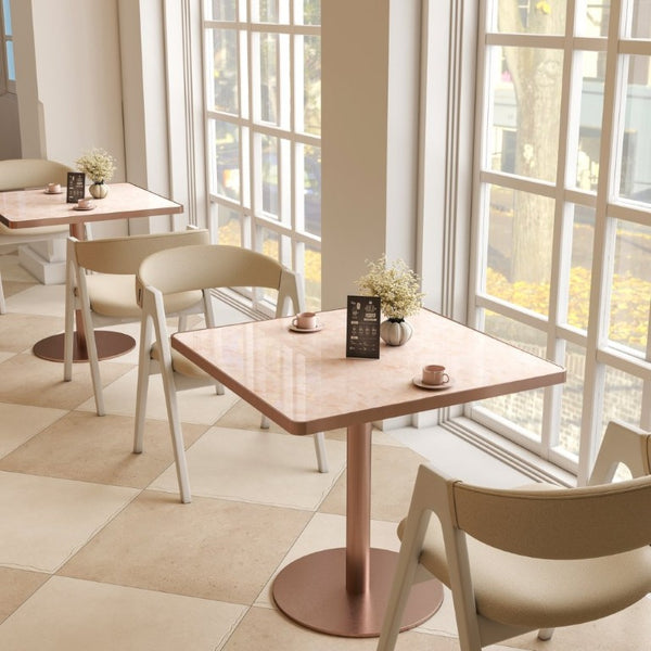 English Elm 31.5Square Sintered Stone Tulip Dining Table Marble Look Pedestal Base Seats Four Pink / Rose Gold W3316P482262
