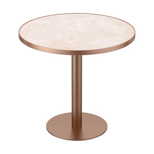English Elm 31.5 Round Tulip Pedestal Table Sintered Stone Marble Top Gold Stainless Base Pink, Rose Gold W3316P482263