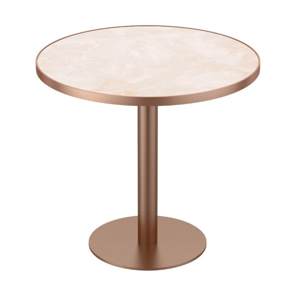 English Elm 31.5 Round Tulip Pedestal Table Sintered Stone Marble Top Gold Stainless Base Pink, Rose Gold W3316P482263