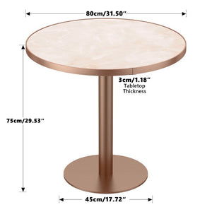 English Elm 31.5 Round Tulip Pedestal Table Sintered Stone Marble Top Gold Stainless Base Pink, Rose Gold W3316P482263