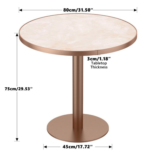 English Elm 31.5 Round Tulip Pedestal Table Sintered Stone Marble Top Gold Stainless Base Pink, Rose Gold W3316P482263