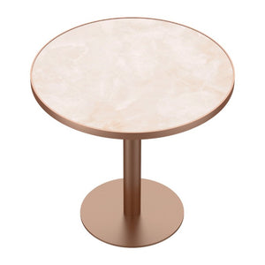 English Elm 31.5 Round Tulip Pedestal Table Sintered Stone Marble Top Gold Stainless Base Pink, Rose Gold W3316P482263