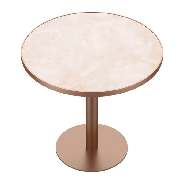 English Elm 31.5 Round Tulip Pedestal Table Sintered Stone Marble Top Gold Stainless Base Pink, Rose Gold W3316P482263