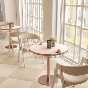 English Elm 31.5 Round Tulip Pedestal Table Sintered Stone Marble Top Gold Stainless Base Pink, Rose Gold W3316P482263