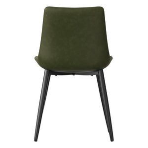 English Elm Dining Chairs Set of 4 PU Leather Upholstered Modern Steel Frame Kitchen Seating Olive Green - A W3316P512150