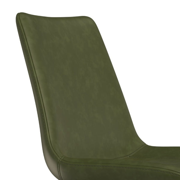 English Elm Dining Chairs Set of 4 PU Leather Upholstered Modern Steel Frame Kitchen Seating Olive Green - A W3316P512150
