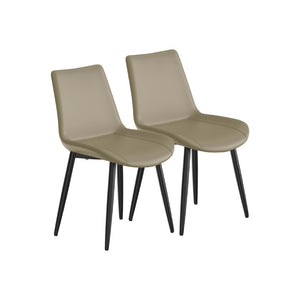 English Elm Dining Chairs Set of 2 Sculpted PU Leather Seats with Steel Frame for Modern Kitchens W3316P512151