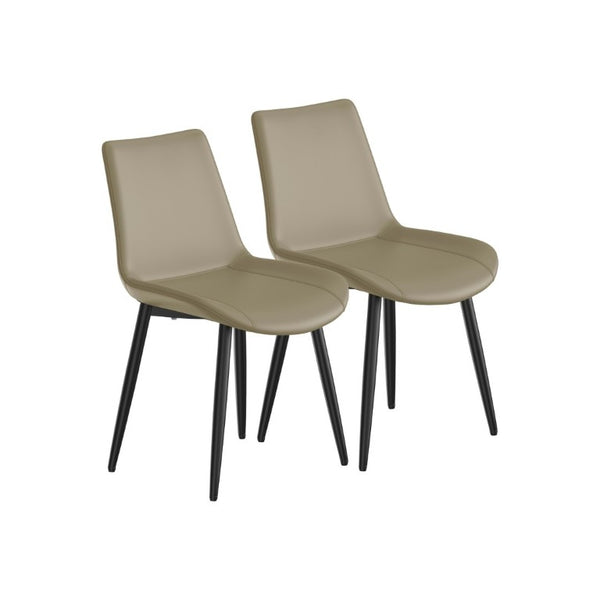 English Elm Dining Chairs Set of 2 Sculpted PU Leather Seats with Steel Frame for Modern Kitchens W3316P512151