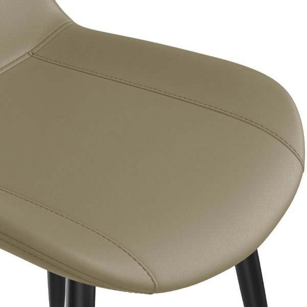 English Elm Dining Chairs Set of 2 Sculpted PU Leather Seats with Steel Frame for Modern Kitchens W3316P512151