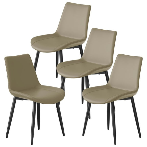 English Elm Dining Chairs Set of 4 PU Leather Upholstered Modern Steel Frame Kitchen Seating Camel W3316P512152