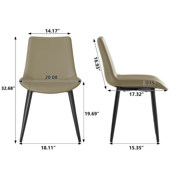 English Elm Dining Chairs Set of 4 PU Leather Upholstered Modern Steel Frame Kitchen Seating Camel W3316P512152