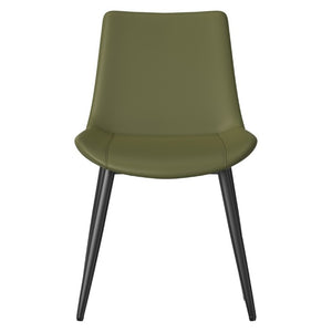 English Elm Dining Chairs Set of 4 PU Leather Upholstered Modern Steel Frame Kitchen Seating Olive Green - B W3316P512154
