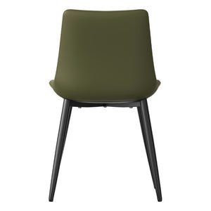 English Elm Dining Chairs Set of 4 PU Leather Upholstered Modern Steel Frame Kitchen Seating Olive Green - B W3316P512154