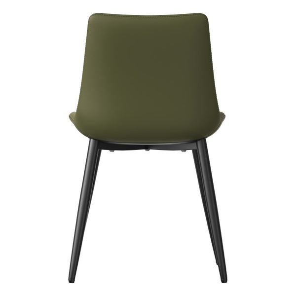 English Elm Dining Chairs Set of 4 PU Leather Upholstered Modern Steel Frame Kitchen Seating Olive Green - B W3316P512154