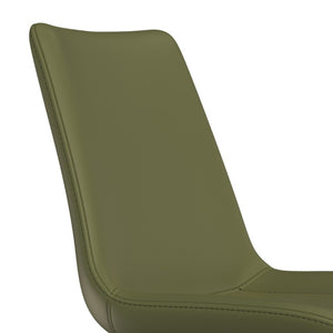 English Elm Dining Chairs Set of 4 PU Leather Upholstered Modern Steel Frame Kitchen Seating Olive Green - B W3316P512154