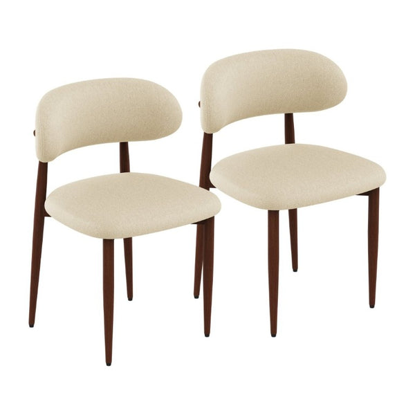 English Elm Dining Chair Set with Chenille Cushion Wood Veneer Back and Steel Legs for Modern Homes Cream Chenille W3316P512155