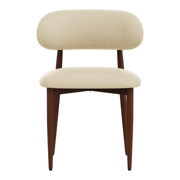 English Elm Dining Chair Set with Chenille Cushion Wood Veneer Back and Steel Legs for Modern Homes Cream Chenille W3316P512155