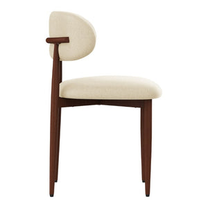English Elm Dining Chair Set with Chenille Cushion Wood Veneer Back and Steel Legs for Modern Homes Cream Chenille W3316P512155