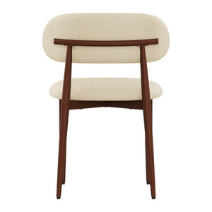 English Elm Dining Chair Set with Chenille Cushion Wood Veneer Back and Steel Legs for Modern Homes Cream Chenille W3316P512155