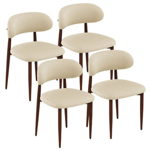 English Elm Dining Chair Set of 4 with Chenille Cushion Wood Veneer Back and Steel Legs Cream Chenille W3316P512156
