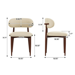 English Elm Dining Chair Set of 4 with Chenille Cushion Wood Veneer Back and Steel Legs Cream Chenille W3316P512156