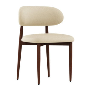 English Elm Dining Chair Set of 4 with Chenille Cushion Wood Veneer Back and Steel Legs Cream Chenille W3316P512156