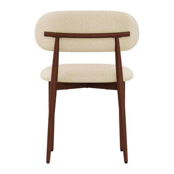 English Elm Dining Chair Set of 4 with Chenille Cushion Wood Veneer Back and Steel Legs Cream Chenille W3316P512156