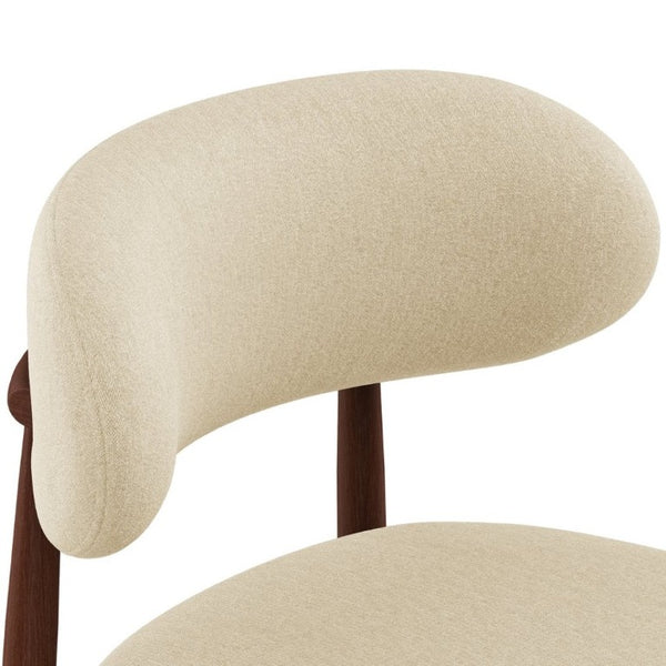 English Elm Dining Chair Set of 4 with Chenille Cushion Wood Veneer Back and Steel Legs Cream Chenille W3316P512156