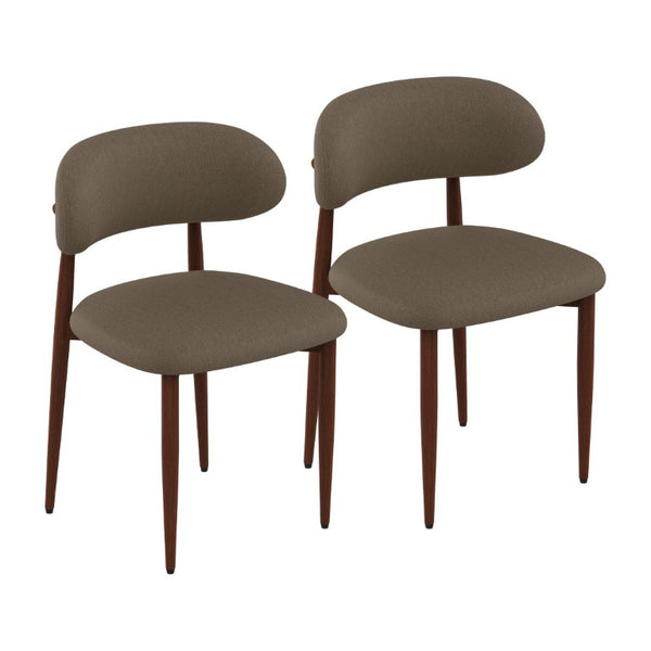 English Elm Dining Chair Set with Chenille Cushion Wood Veneer Back and Steel Legs for Modern Homes Coffee Chenille W3316P512157