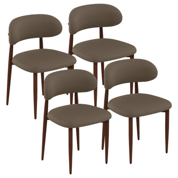 English Elm Dining Chair Set of 4 with Chenille Cushion Wood Veneer Back and Steel Legs Coffee Chenille W3316P512158