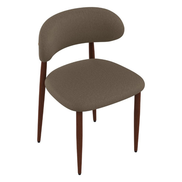English Elm Dining Chair Set of 4 with Chenille Cushion Wood Veneer Back and Steel Legs Coffee Chenille W3316P512158