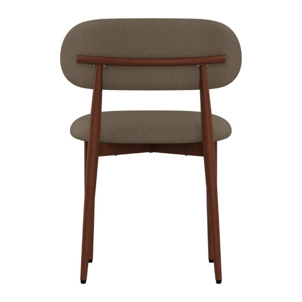 English Elm Dining Chair Set of 4 with Chenille Cushion Wood Veneer Back and Steel Legs Coffee Chenille W3316P512158