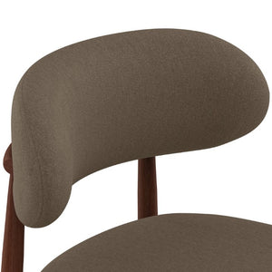 English Elm Dining Chair Set of 4 with Chenille Cushion Wood Veneer Back and Steel Legs Coffee Chenille W3316P512158