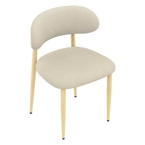 English Elm Dining Chair Set with Chenille Cushion Wood Veneer Back and Steel Legs for Modern Homes Cream Lamb Wool W3316P512159