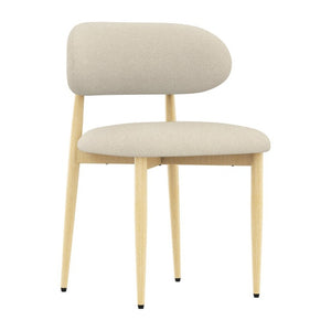 English Elm Dining Chair Set with Chenille Cushion Wood Veneer Back and Steel Legs for Modern Homes Cream Lamb Wool W3316P512159