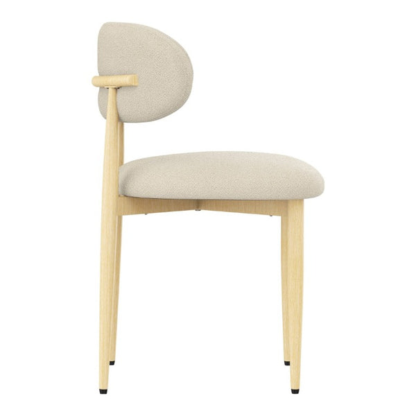 English Elm Dining Chair Set with Chenille Cushion Wood Veneer Back and Steel Legs for Modern Homes Cream Lamb Wool W3316P512159
