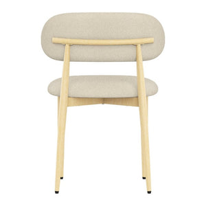 English Elm Dining Chair Set with Chenille Cushion Wood Veneer Back and Steel Legs for Modern Homes Cream Lamb Wool W3316P512159