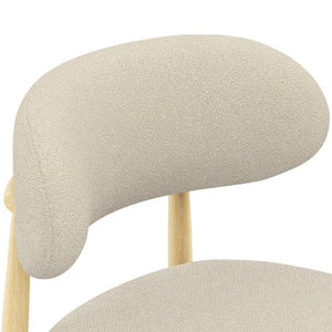 English Elm Dining Chair Set with Chenille Cushion Wood Veneer Back and Steel Legs for Modern Homes Cream Lamb Wool W3316P512159