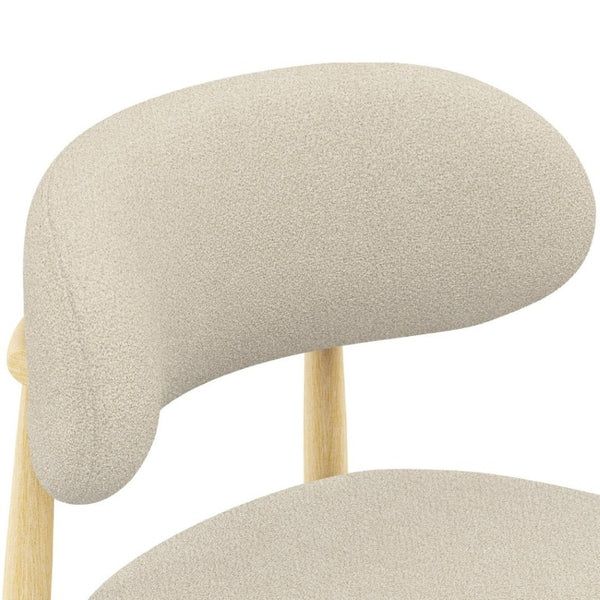 English Elm Dining Chair Set with Chenille Cushion Wood Veneer Back and Steel Legs for Modern Homes Cream Lamb Wool W3316P512159