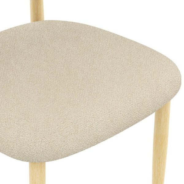 English Elm Dining Chair Set with Chenille Cushion Wood Veneer Back and Steel Legs for Modern Homes Cream Lamb Wool W3316P512159