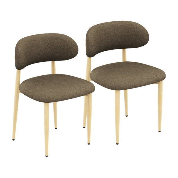 English Elm Dining Chair Set with Chenille Cushion Wood Veneer Back and Steel Legs for Modern Homes Coffee Lamb Wool W3316P512161