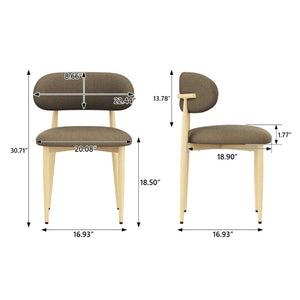 English Elm Dining Chair Set with Chenille Cushion Wood Veneer Back and Steel Legs for Modern Homes Coffee Lamb Wool W3316P512161
